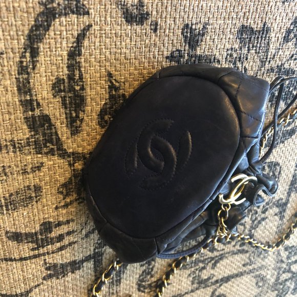 Vintage Chanel Blue Lambskin Mini Drawstring Bucket Bag from BULLOCKS WILSHIRE - Picture 2 of 4